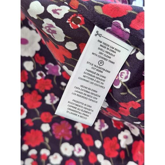 Equipment Femme Women's Black Floral 100% Silk Button Down Shirt Top Size Large - Picture 7 of 7